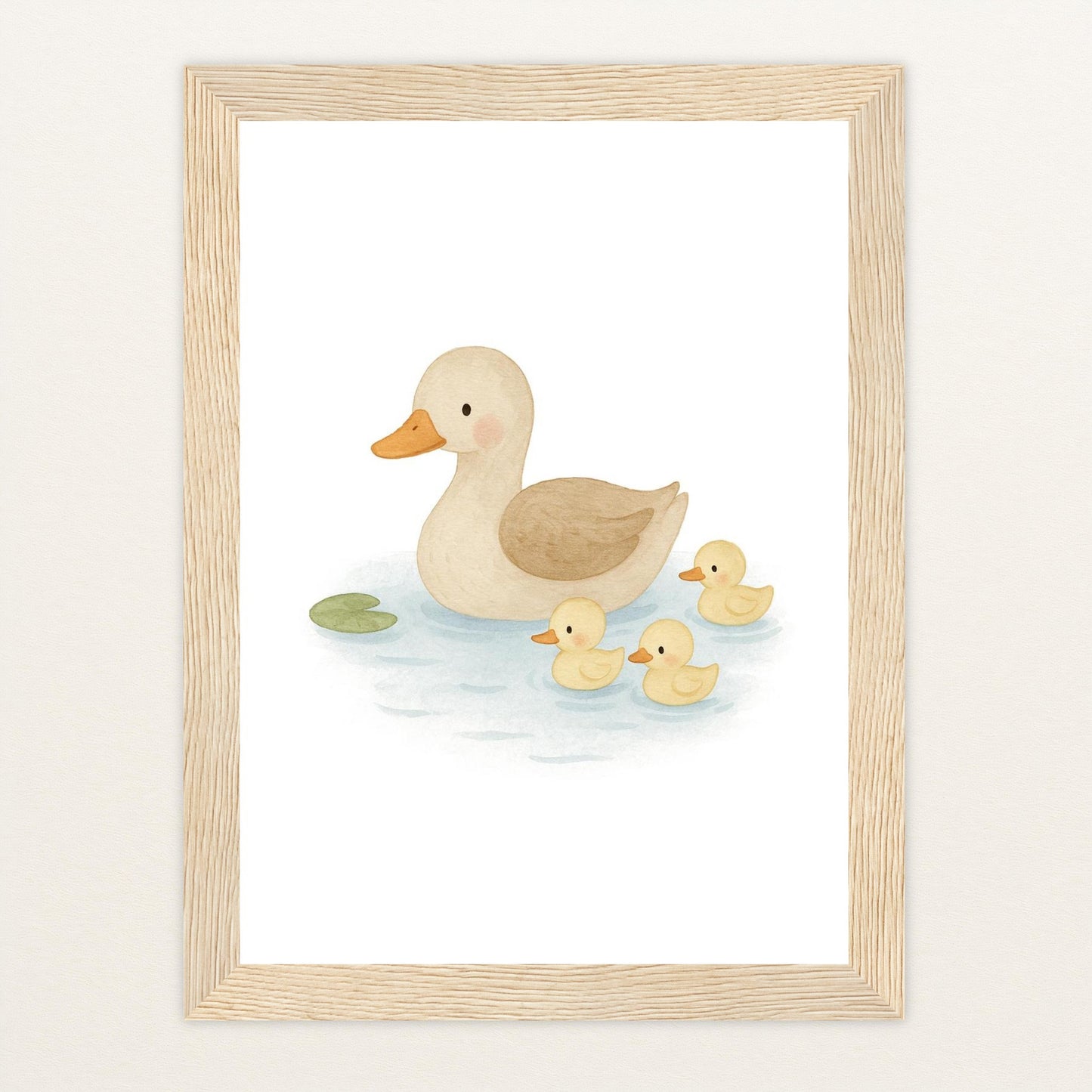 Gusi die Gans - Motiv: "Teich" Poster mit Holzrahmen von tinylearner