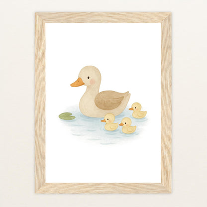 Gusi die Gans - Motiv: "Teich" Poster mit Holzrahmen von tinylearner