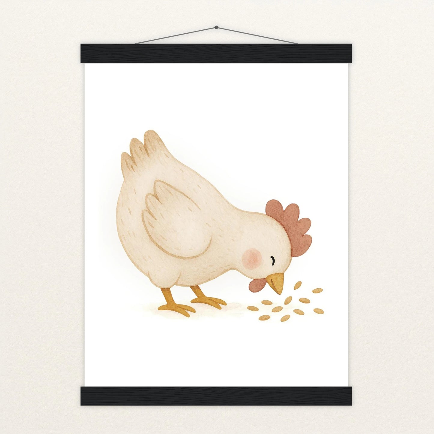 Hanni das Huhn - Motiv: "Körner" Poster mit Leisten von tinylearner