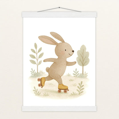 Holly der Hase - Motiv: "Rollschuhe" Poster mit Leisten von tinylearner