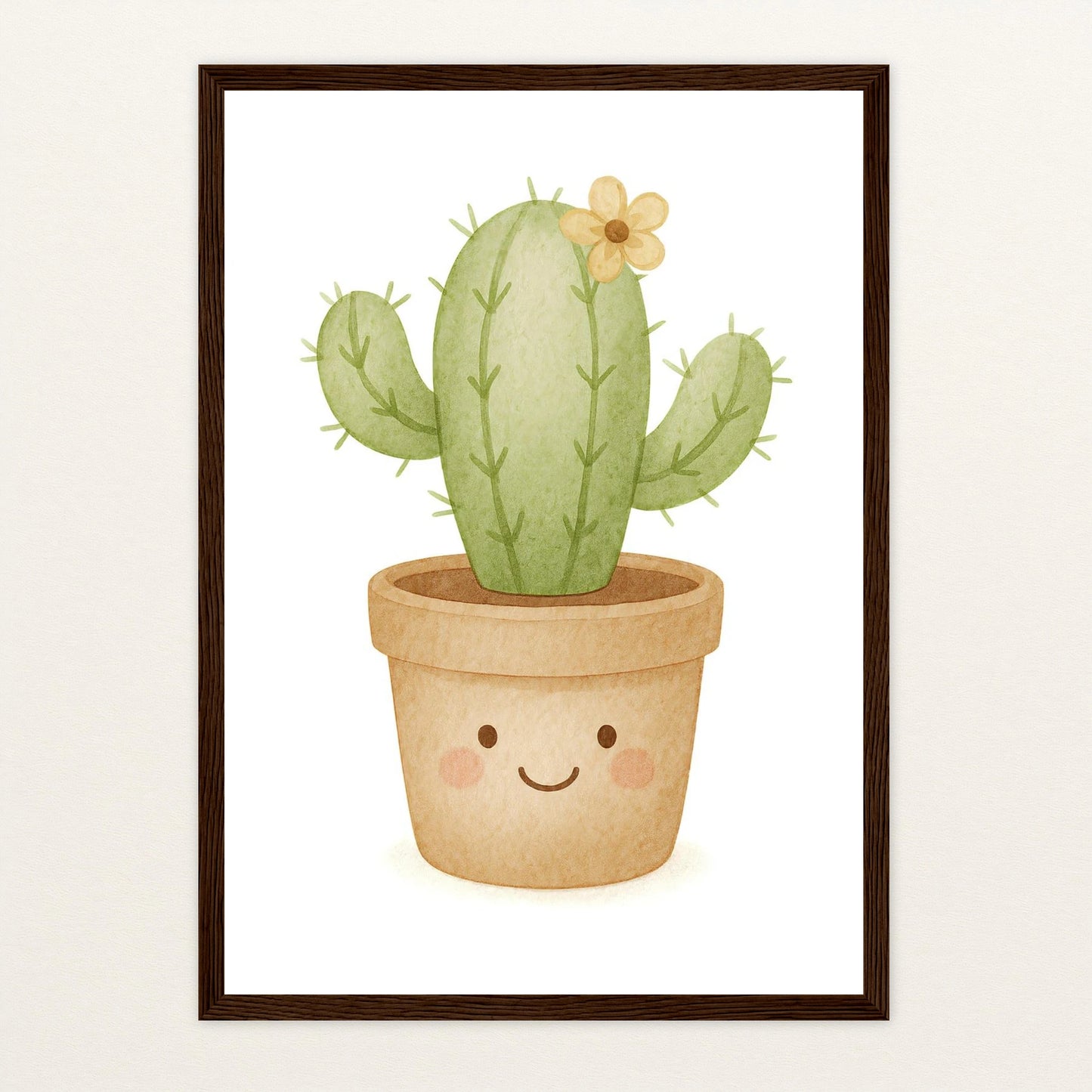 Kaktus Poster mit Holzrahmen von tinylearner