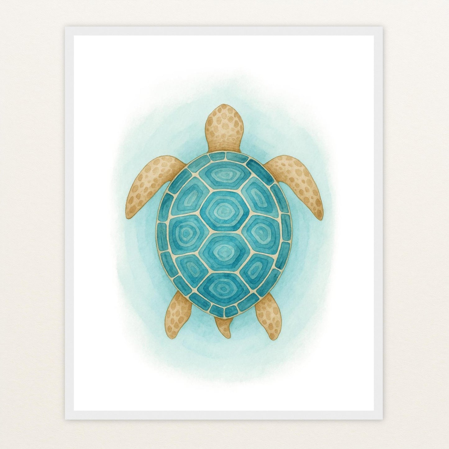 Sora die Schildkröte - Motiv: "Treiben" Poster mit Holzrahmen von tinylearner