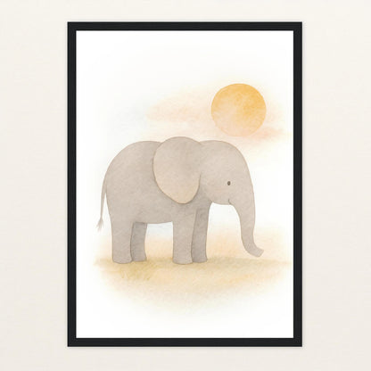 Emil der Elefant - Motiv: "Sonne" Poster mit Holzrahmen von tinylearner