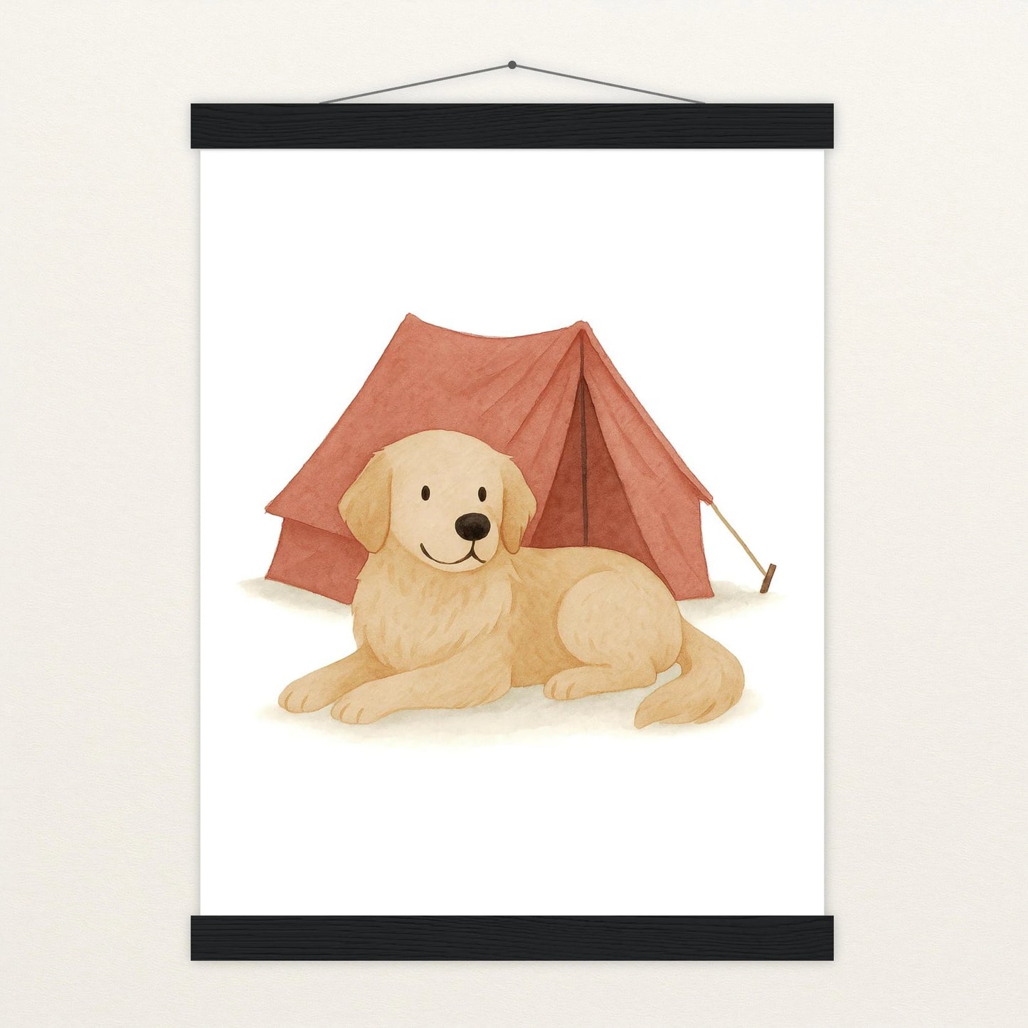 Hugo der Hund - Motiv: "Zelt" Poster mit Leisten von tinylearner