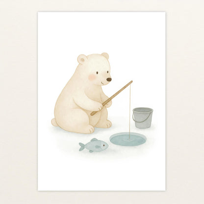 Pummel der Polarbär - Motiv: "Angeln" Poster von tinylearner