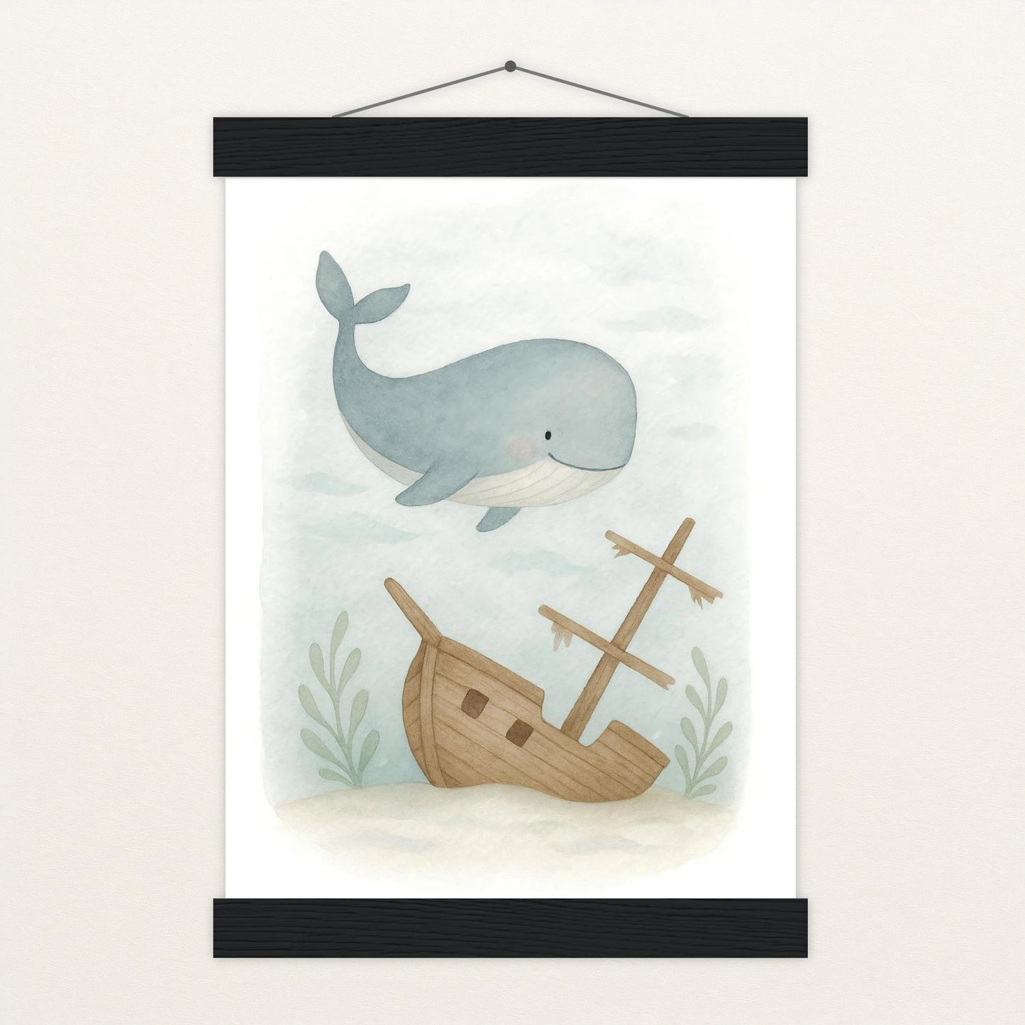 Willi der Wal - Motiv: "Schiffswrack" Poster mit Leisten von tinylearner