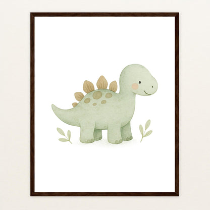 Dinosaurier Stegosaurus Poster mit Holzrahmen von tinylearner
