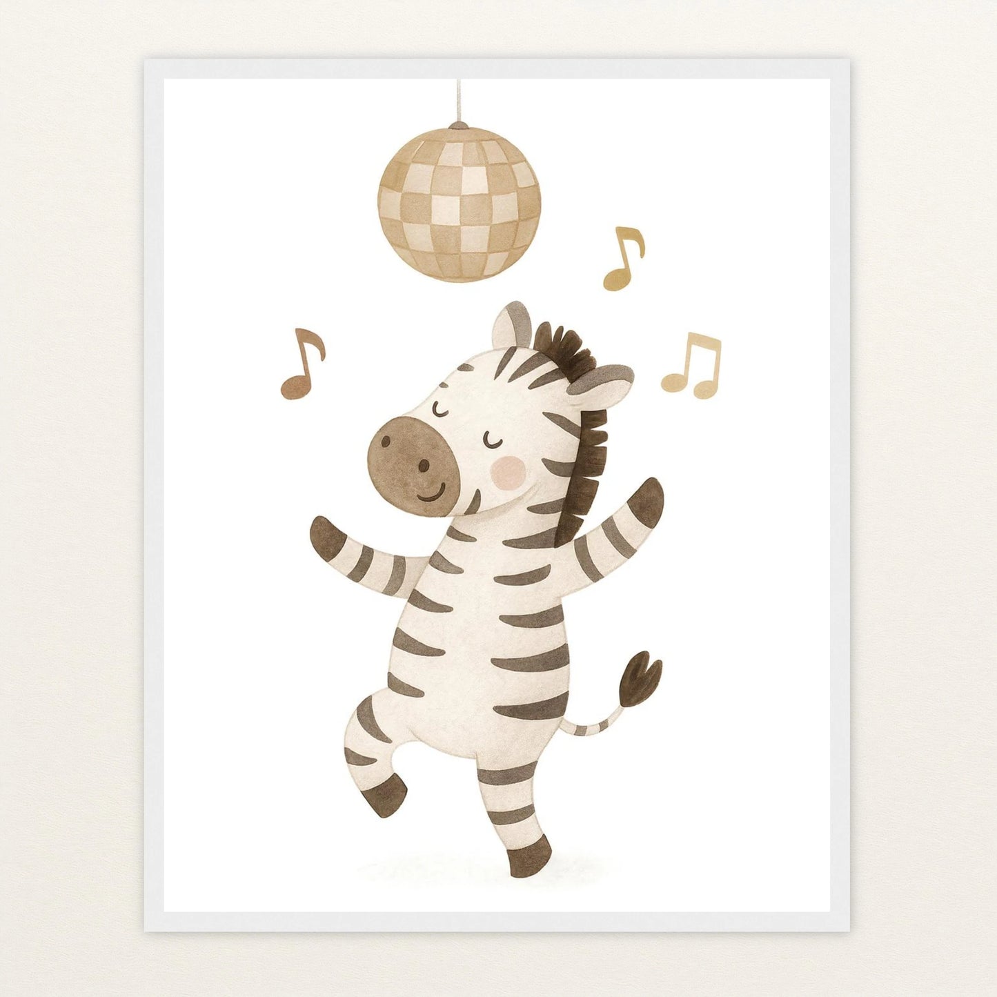 Zinni das Zebra - Motiv: "Tanzen" Poster mit Holzrahmen von tinylearner