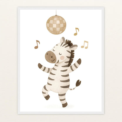 Zinni das Zebra - Motiv: "Tanzen" Poster mit Holzrahmen von tinylearner