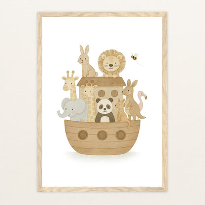 Tierfreunde - Motiv: "Arche Noah" Poster mit Holzrahmen von tinylearner