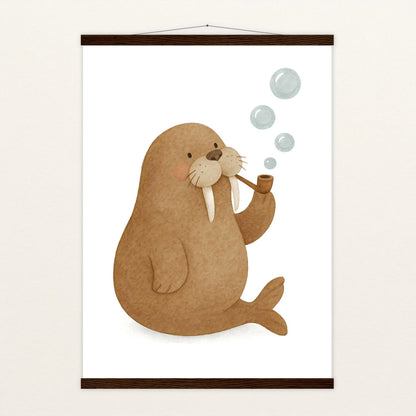 Wally das Walross - Motiv: "Blubbern" Poster mit Leisten von tinylearner