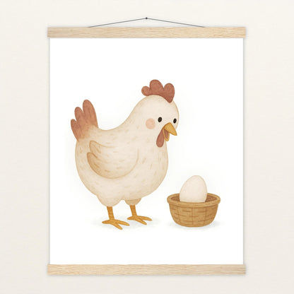 Hanni das Huhn - Motiv: "Ei" Poster mit Leisten von tinylearner