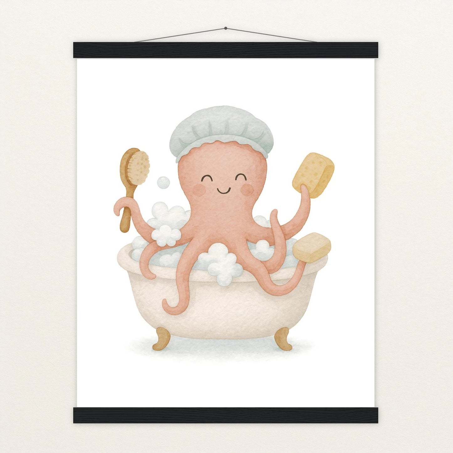 Tilli der Tintenfisch - Motiv: "Baden" Poster mit Leisten von tinylearner