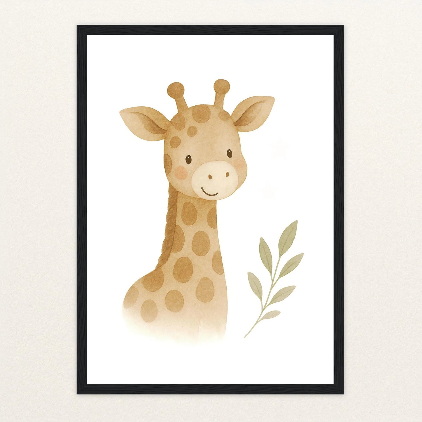 Greta die Giraffe Poster mit Holzrahmen von tinylearner