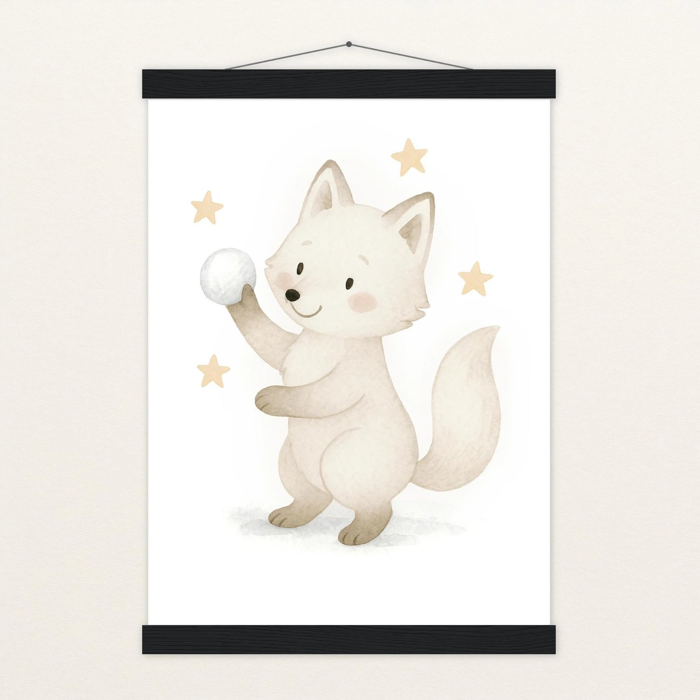 Pino der Polarfuchs - Motiv: "Schneeball" Poster mit Leisten von tinylearner