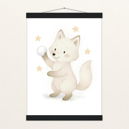 Pino der Polarfuchs - Motiv: "Schneeball" Poster mit Leisten von tinylearner