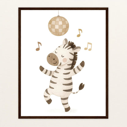 Zinni das Zebra - Motiv: "Tanzen" Poster mit Holzrahmen von tinylearner