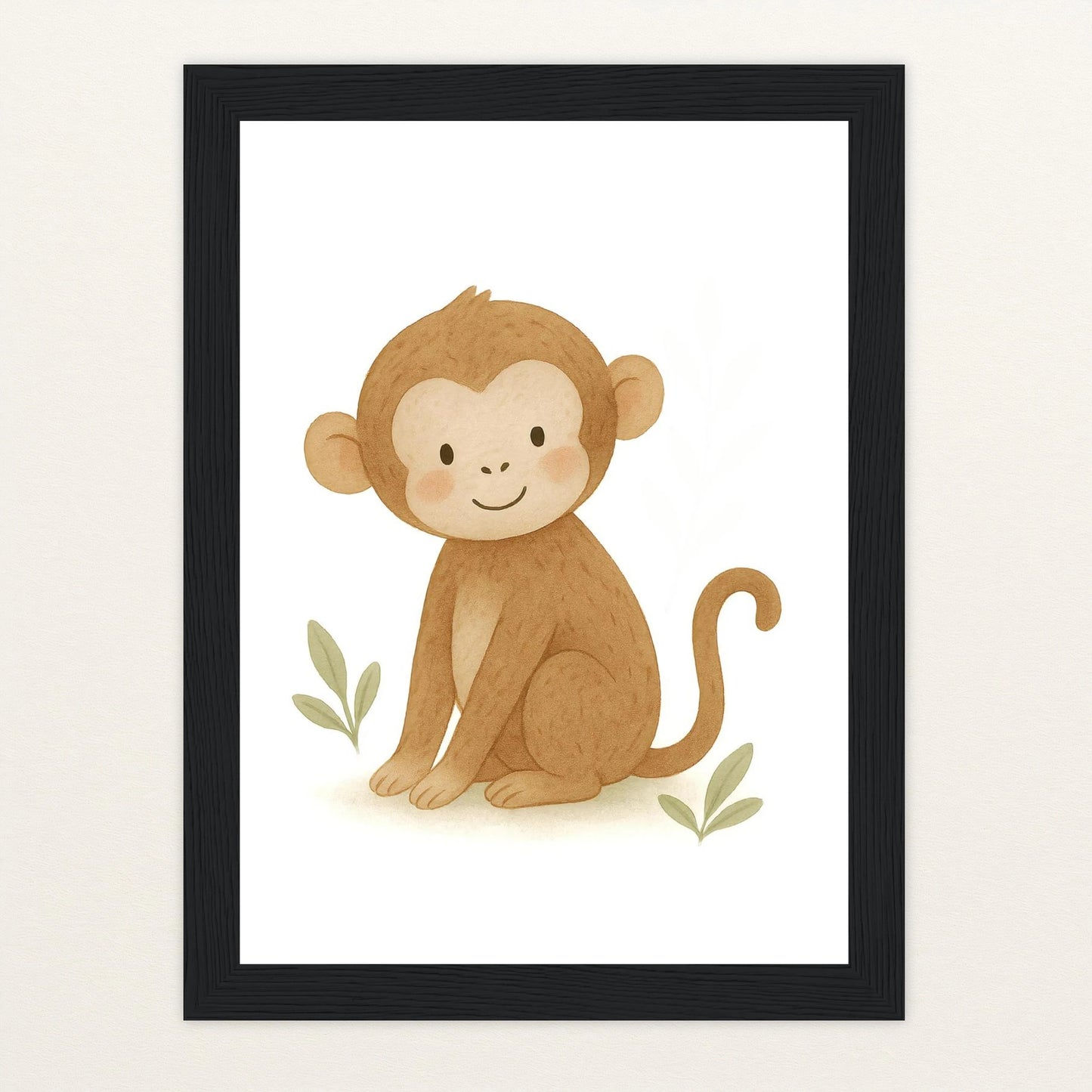 Aki der Affe Poster mit Holzrahmen von tinylearner