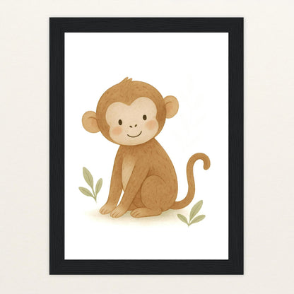 Aki der Affe Poster mit Holzrahmen von tinylearner