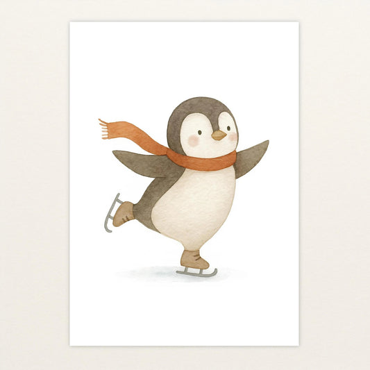 Pia der Pinguin - Motiv: "Eislaufen" Poster von tinylearner
