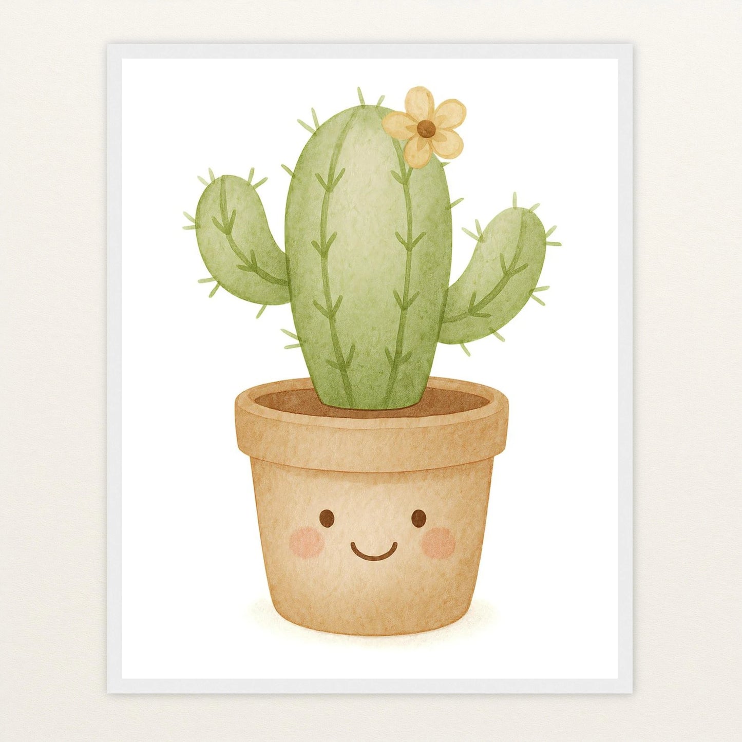 Kaktus Poster mit Holzrahmen von tinylearner