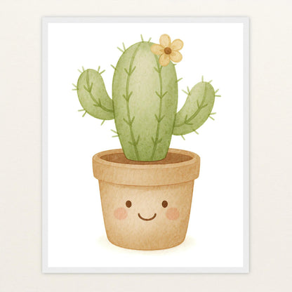 Kaktus Poster mit Holzrahmen von tinylearner