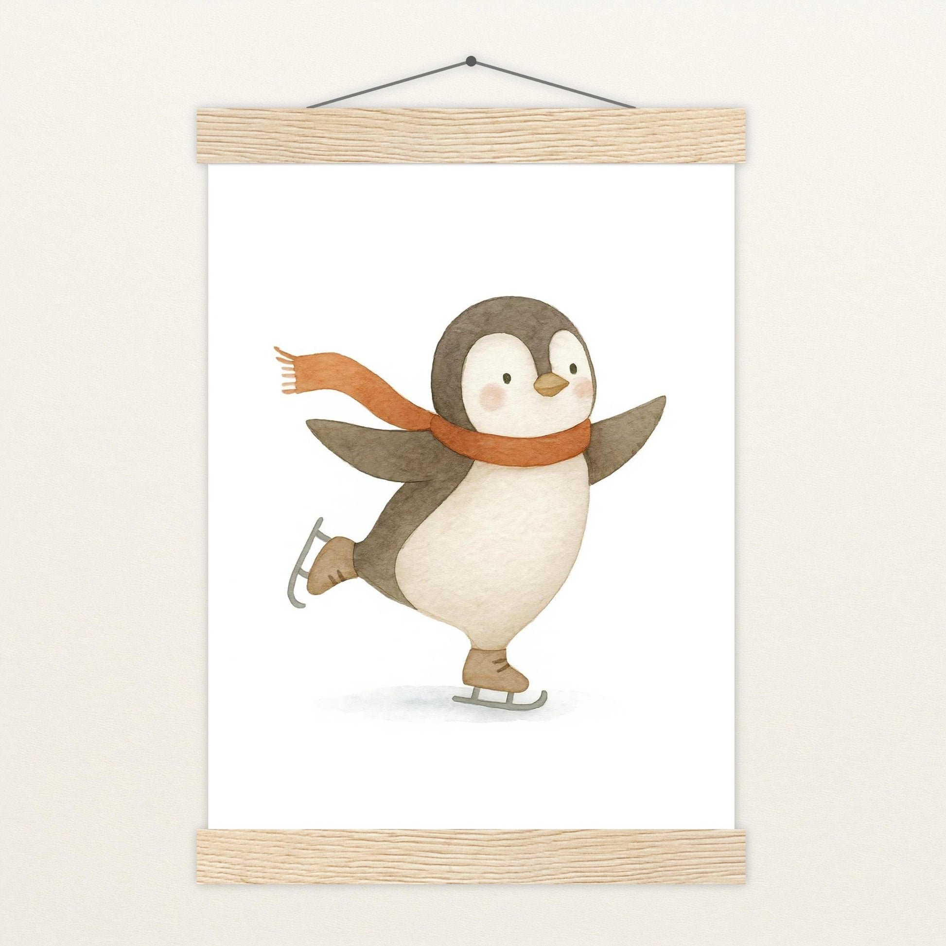 Pia der Pinguin - Motiv: "Eislaufen" Poster mit Leisten von tinylearner