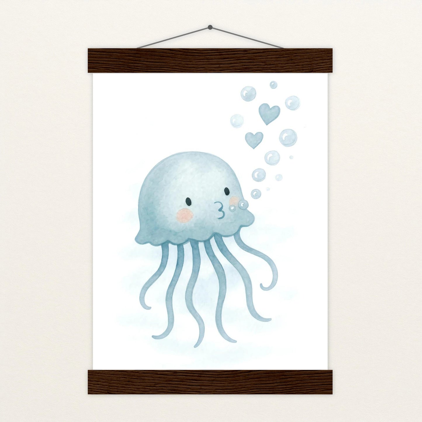Quinn die Qualle - Motiv: "Luftblasen" Poster mit Leisten von tinylearner