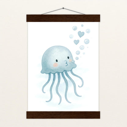 Quinn die Qualle - Motiv: "Luftblasen" Poster mit Leisten von tinylearner