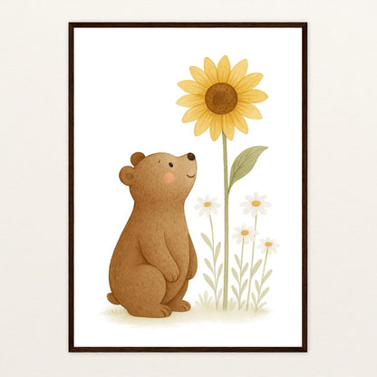 Balu der Bär - Motiv: "Sonnenblume" Poster mit Holzrahmen von tinylearner