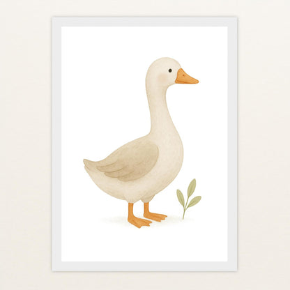 Gusi die Gans Poster mit Holzrahmen von tinylearner