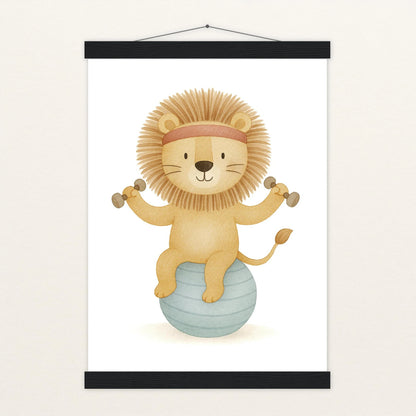 Leo der Löwe - Motiv: "Workout" Poster mit Leisten von tinylearner