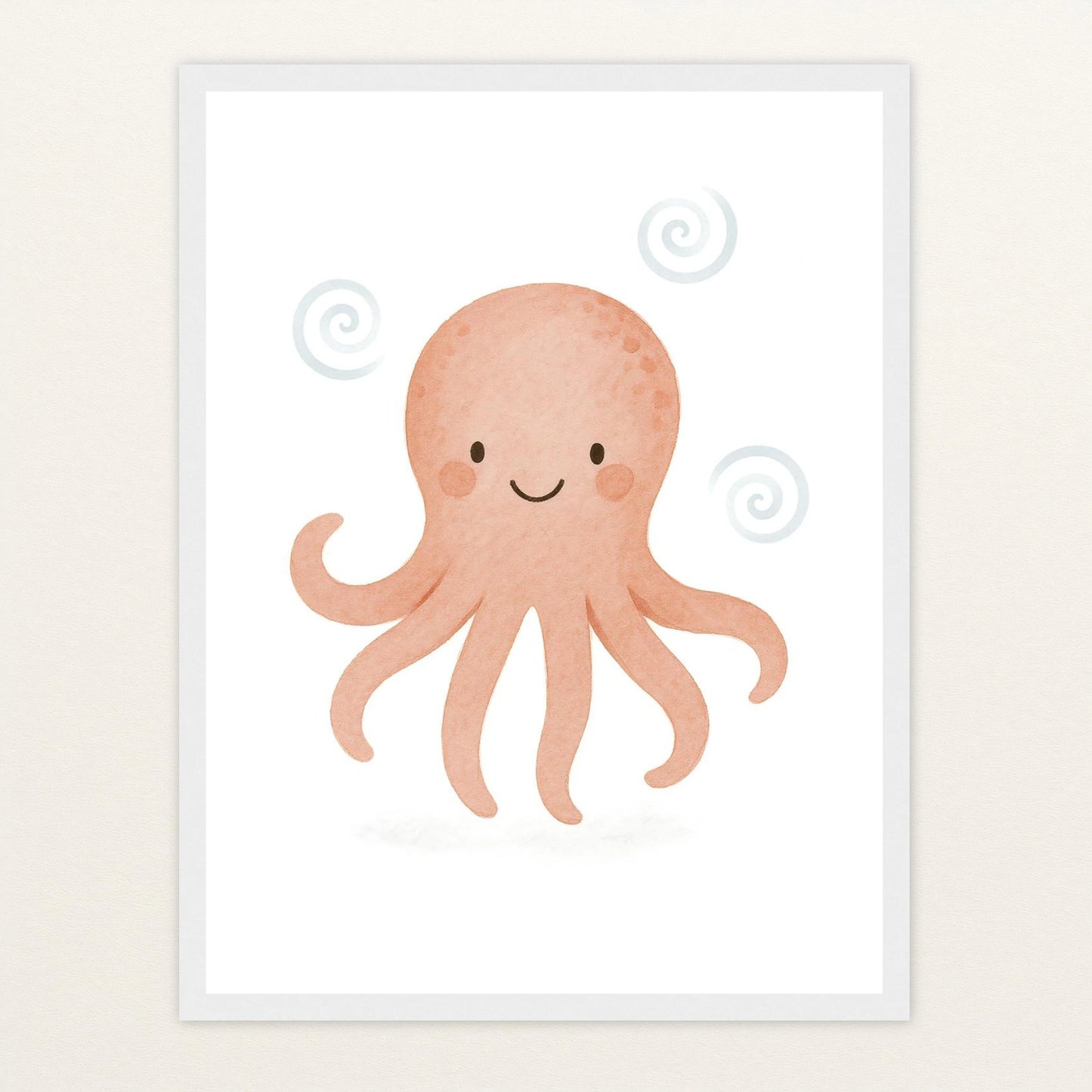 Tilli der Tintenfisch Poster mit Holzrahmen von tinylearner