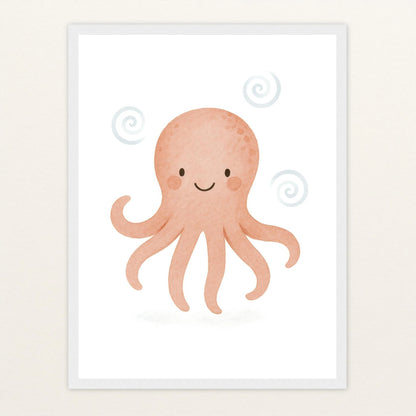 Tilli der Tintenfisch Poster mit Holzrahmen von tinylearner