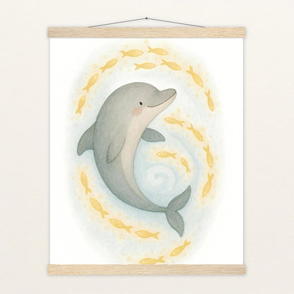 Dora der Delfin - Motiv: "Leuchtfische" Poster mit Leisten von tinylearner