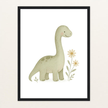 Dinosaurier Brachiosaurus Poster mit Holzrahmen von tinylearner