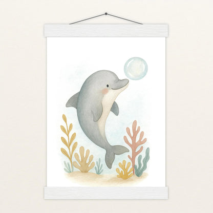 Dora der Delfin - Motiv: "Luftblase" Poster mit Leisten von tinylearner