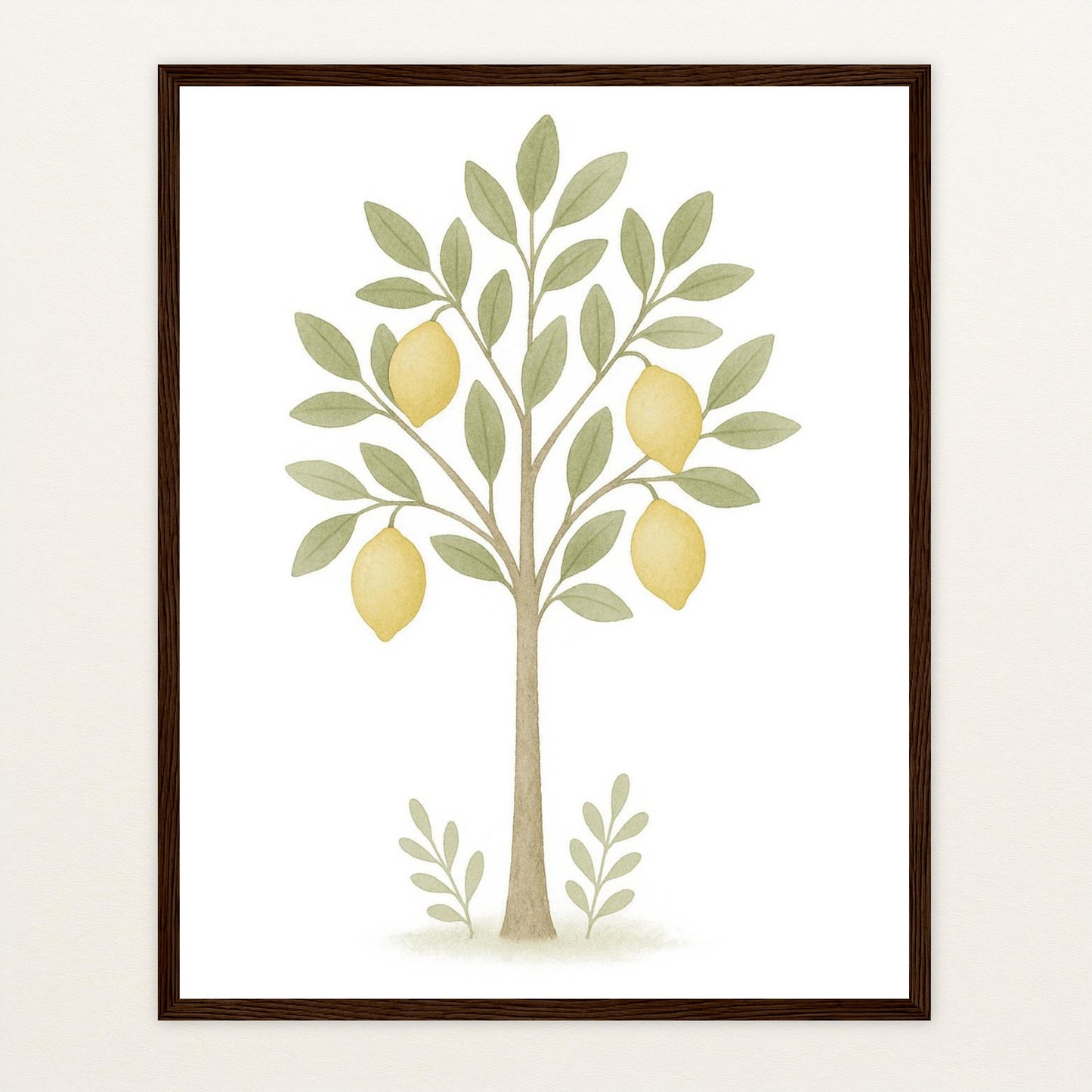Zitronenbaum Poster mit Holzrahmen von tinylearner