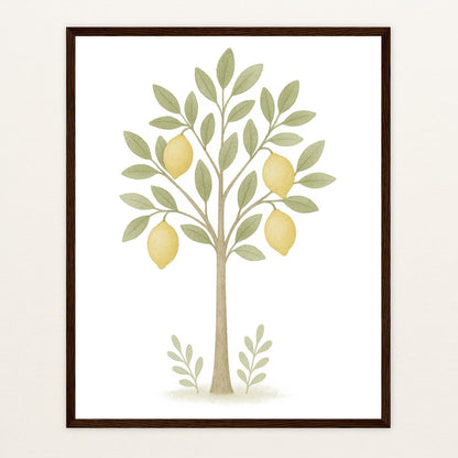 Zitronenbaum Poster mit Holzrahmen von tinylearner