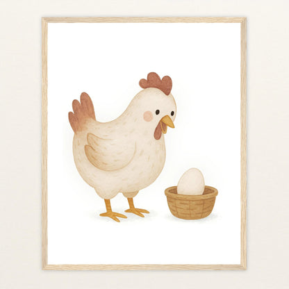 Hanni das Huhn - Motiv: "Ei" Poster mit Holzrahmen von tinylearner