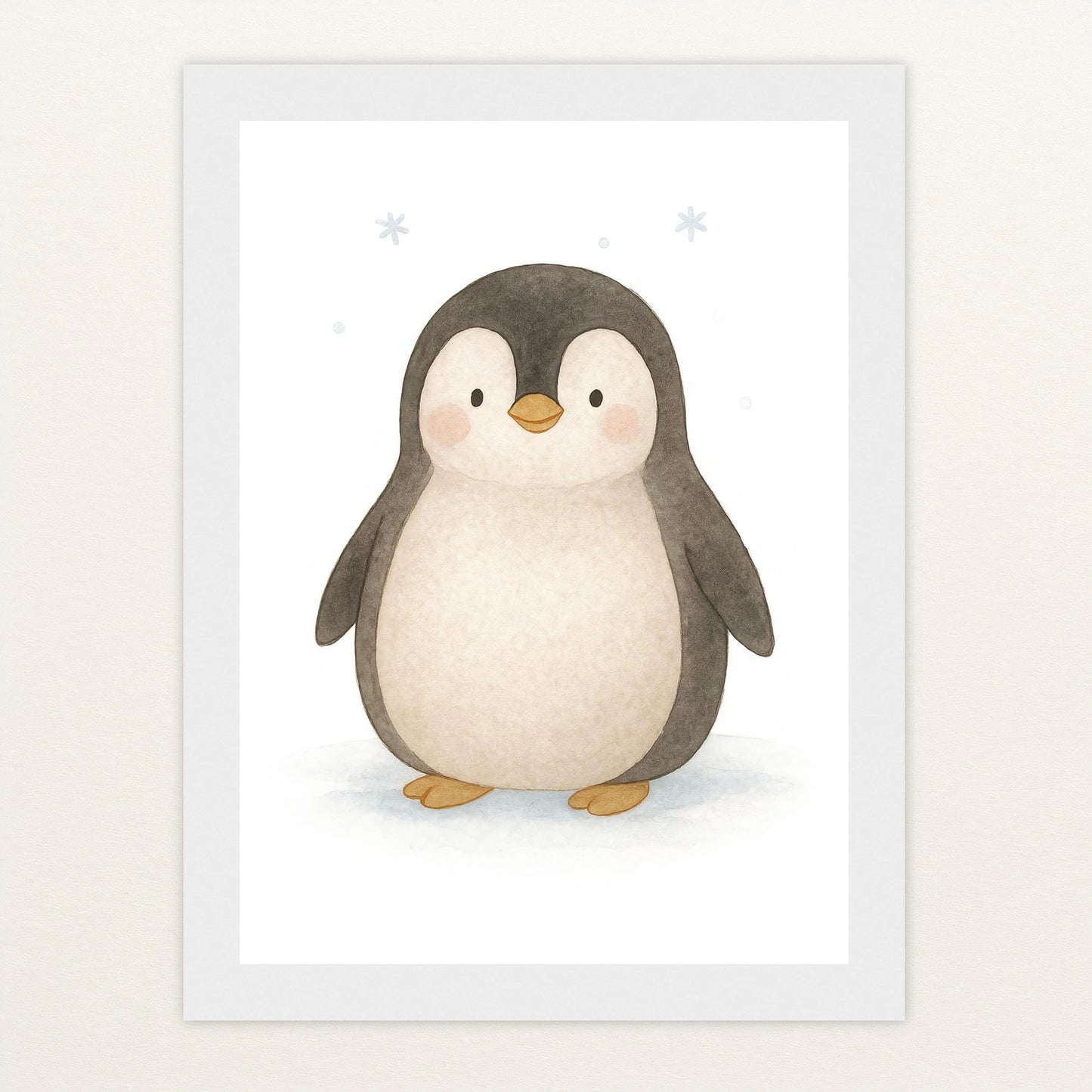 Pia der Pinguin Poster mit Holzrahmen von tinylearner