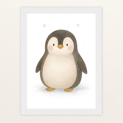 Pia der Pinguin Poster mit Holzrahmen von tinylearner