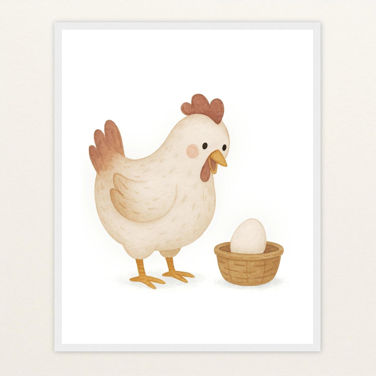 Hanni das Huhn - Motiv: "Ei" Poster mit Holzrahmen von tinylearner