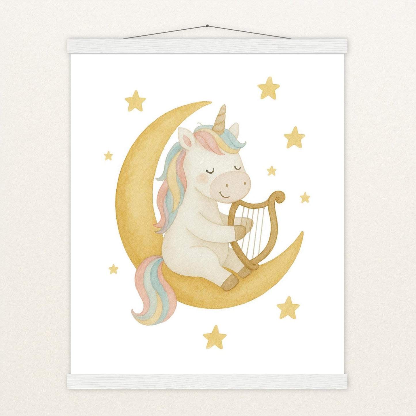 Luni das Einhorn - Motiv: "Mond" Poster mit Leisten von tinylearner