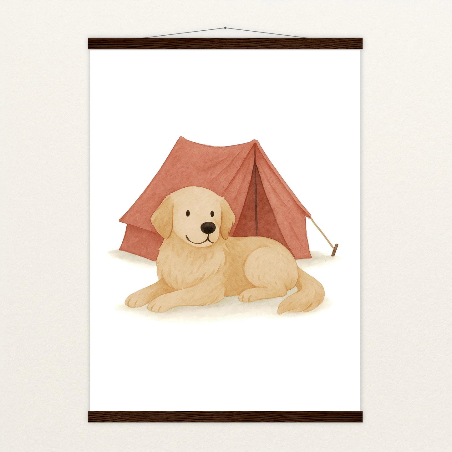 Hugo der Hund - Motiv: "Zelt" Poster mit Leisten von tinylearner