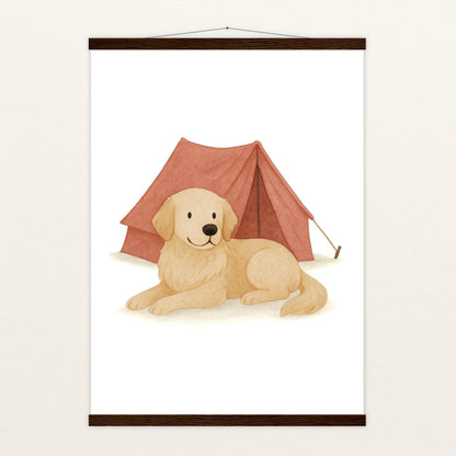 Hugo der Hund - Motiv: "Zelt" Poster mit Leisten von tinylearner