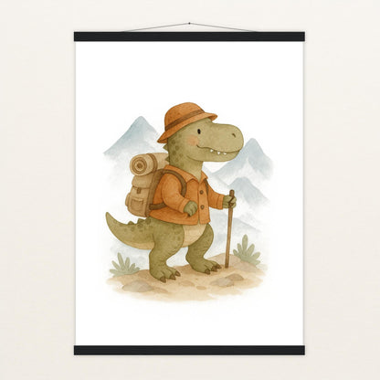 Dinosaurier T-Rex - Motiv: "Wandern" Poster mit Leisten von tinylearner
