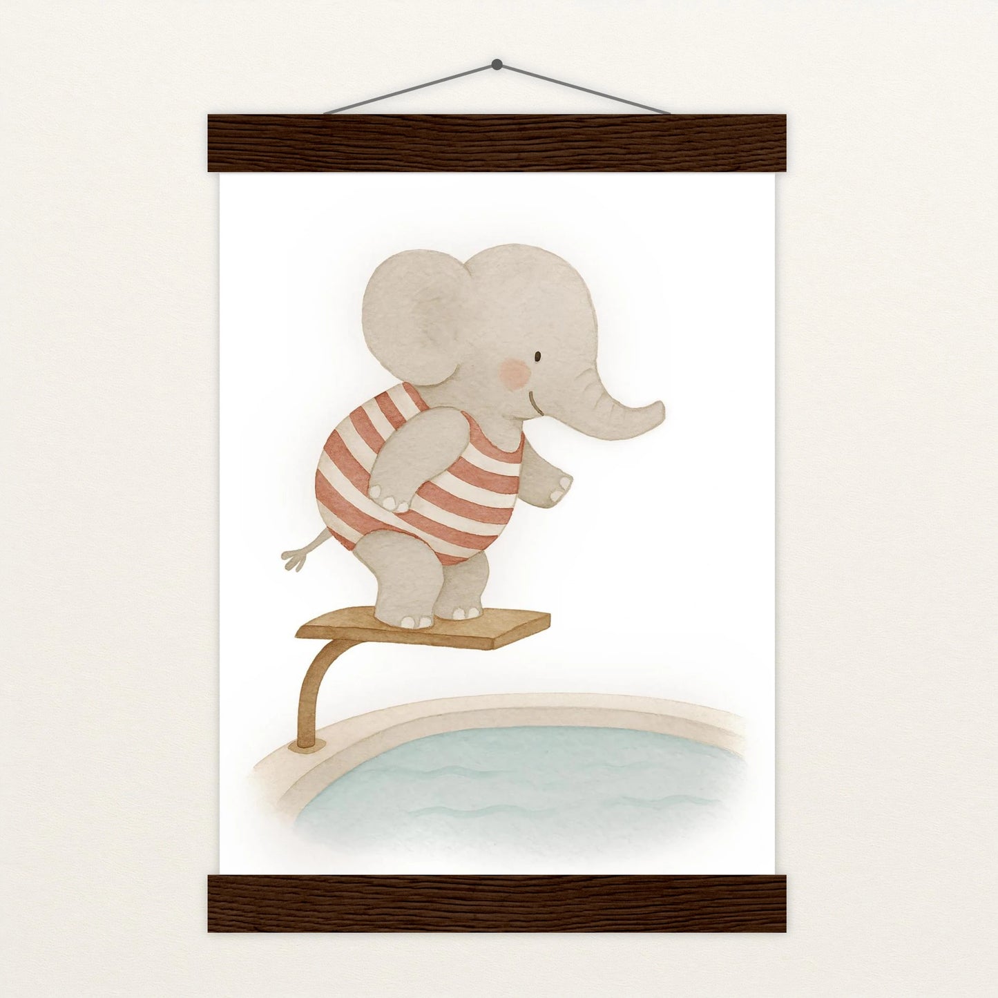 Emil der Elefant - Motiv: "Pool" Poster mit Leisten von tinylearner