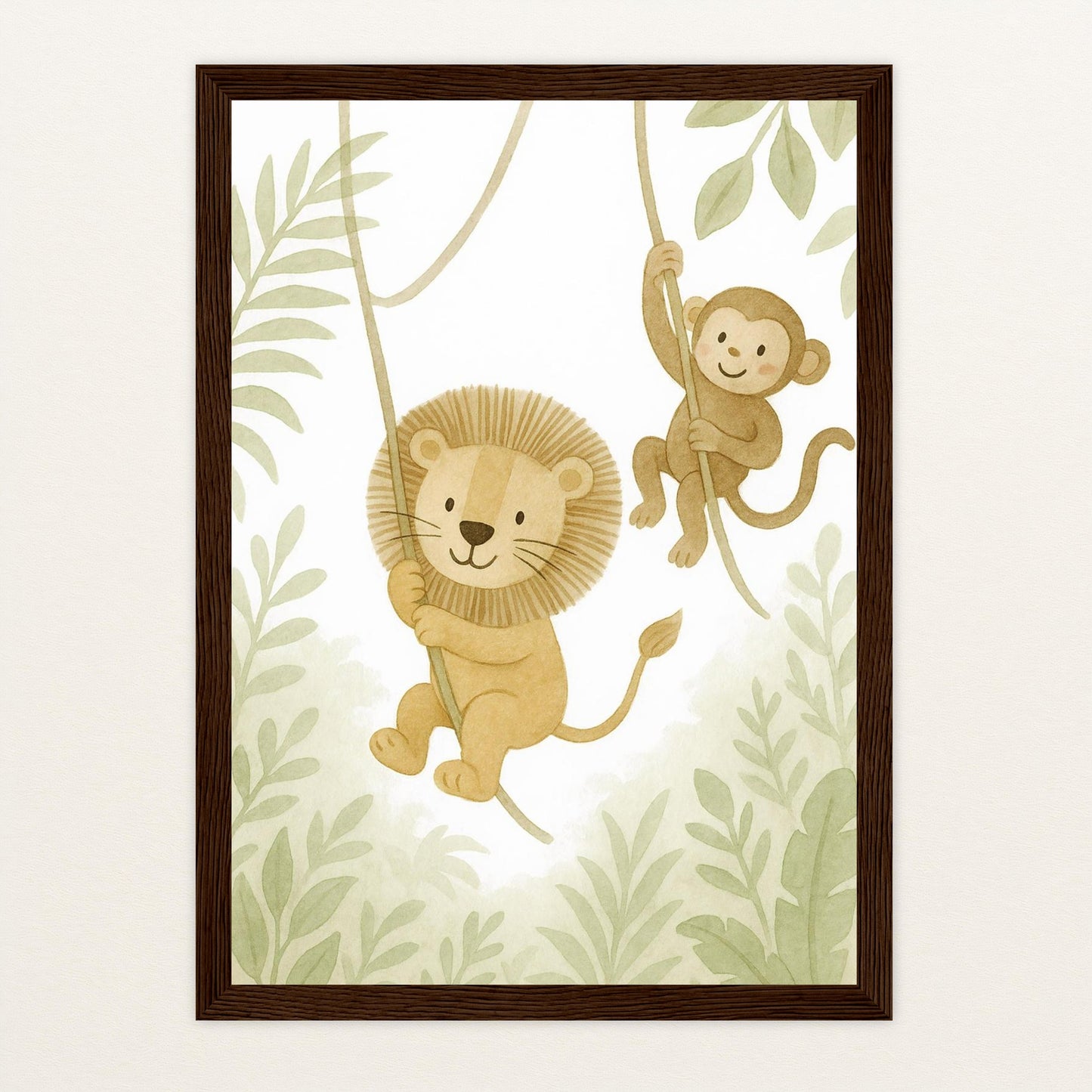 Tierfreunde - Motiv: "Lianen" Poster mit Holzrahmen von tinylearner