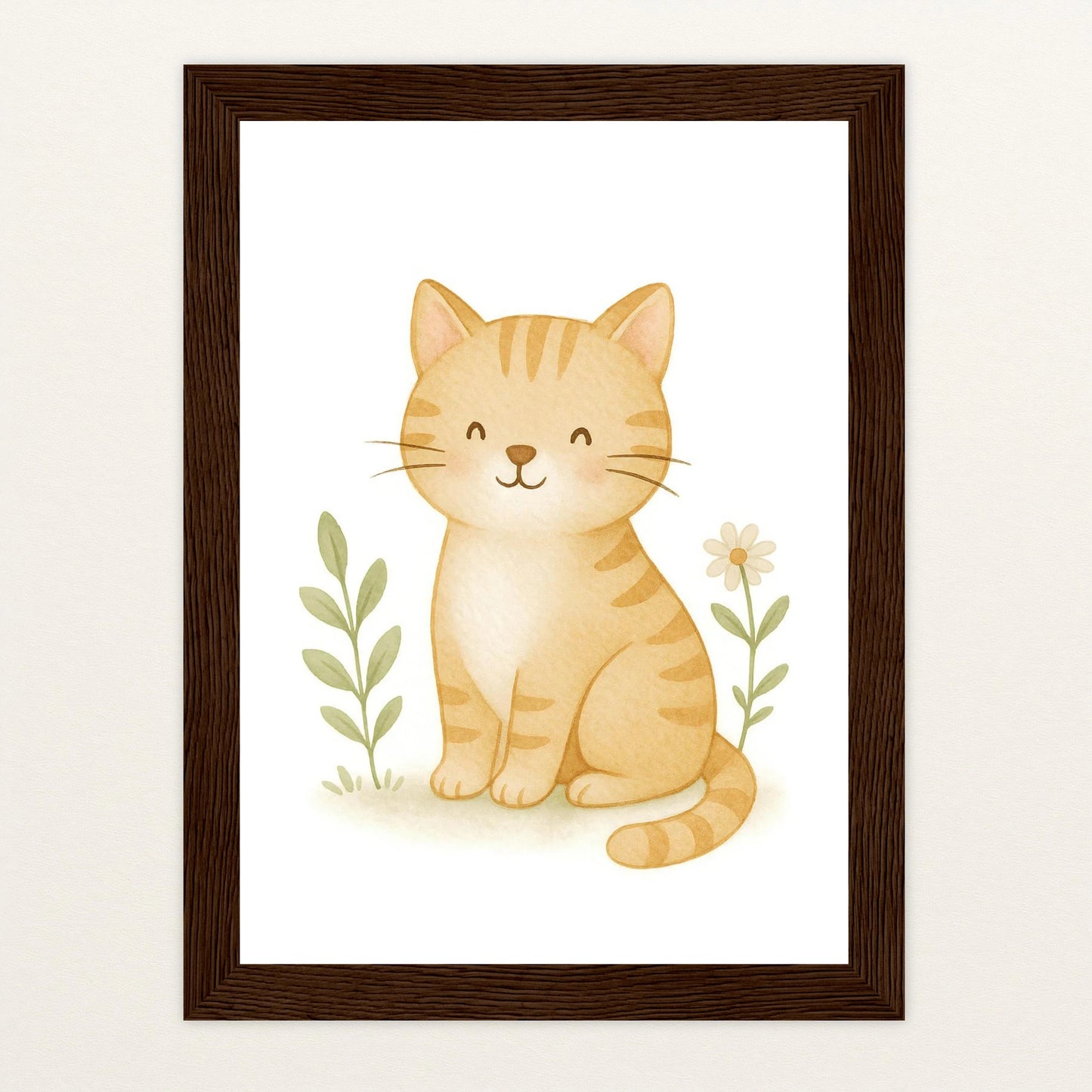 Kira die Katze Poster mit Holzrahmen von tinylearner